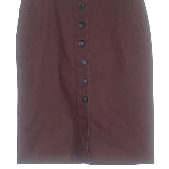 Pendleton Brown Jean Button Down Size 6 Slit Skirt - Picture 3 of 8